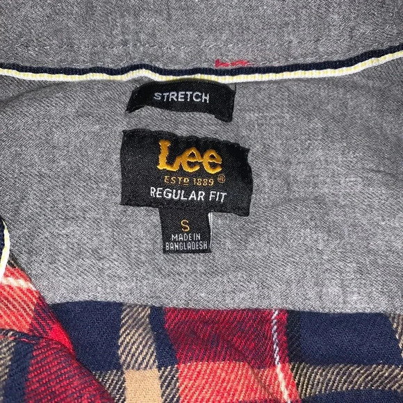 Lee Flannel Men's Shirt S Red Black Plaid Button Up Work, classic western look - Picture 8 of 8